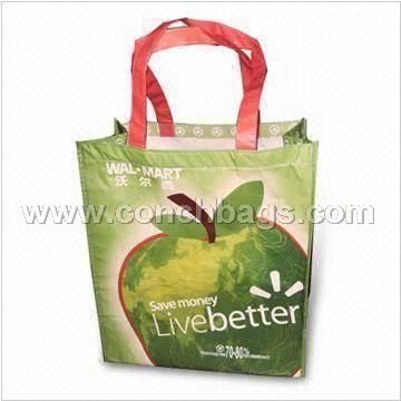 Shopping Bag, Made of Recycle PET with Printed OPP Film Lamination